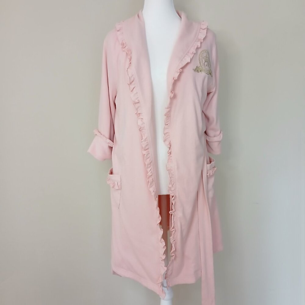 Juicy Couture Ruffled Embroidered Crest Bath Robe Size Large - Picture 4 of 7